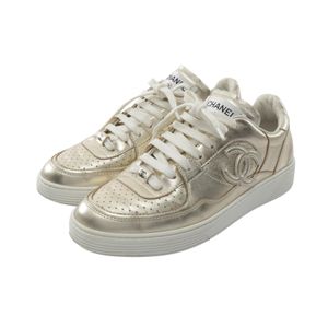 [Used] Chanel CHANEL Sneakers Coco Mark G45079 Silver Leather Sneakers Women's Used B