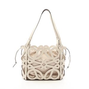 【二手】 LOEWE Anagram Cutout 手提包，白色/NATURAL皮革，女士，二手 B