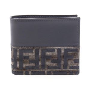 【二手】Fendi FENDI雙折皮夾 FF 提花 Zucca 7M0169B139F0XLL 帆布皮革卡包 男士 全新