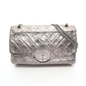 [Used] Chanel CHANEL Shoulder Bag 2.55 Matelassé Maxi Double Flap Silver Calfskin (Cowhide) 2.55 Large Matelassé Double Flap Chain Shoulder