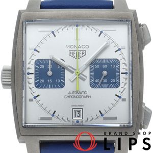 TAG Heuer Monaco Chronograph Racing Blue, Limited Edition of 1000 Pieces Worldwide, CAW218C.FC6548, Box, Warranty Card, Titanium/Leather Strap, Men's Watch, Silver, Excellent Condition [Pre-owned]