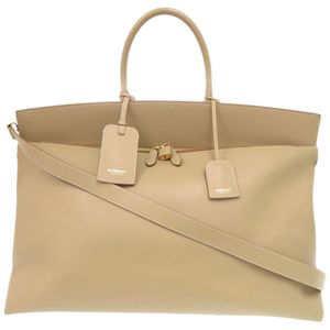 美品 バーバリー ロゴ レザー ベージュ 2WAY ハンドバッグ トラベルバッグ 0418【中古】BURBERRY