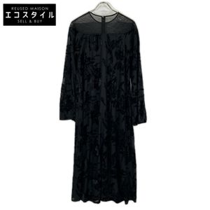 Amerie 0225205971700 黑色薄紗提花A字洋裝 M碼 [二手]