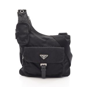 【中古】 プラダ PRADA ショルダーバッグ ブラック ナイロン レザー トライアングルロゴ ショルダーバッグ レディース Used B