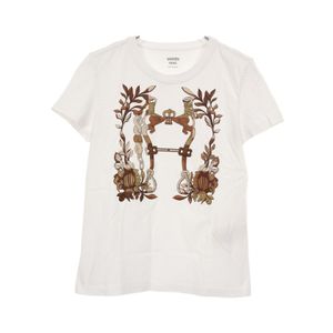 [Used] Hermes HERMES Short-Sleeved T-Shirt Cartouche della Cavalleria White Cotton T-Shirt Women's Used A