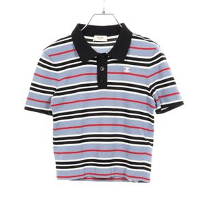 【二手】Celine CELINE Polo衫，Triomphe 邊飾，短款針織棉 Polo 衫，女款，二手 A