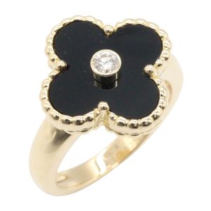 [Pre-owned] Van Cleef & Arpels Vintage Alhambra Ring with 1 Diamond Onyx VCARA41000 K18 (Yellow Gold)