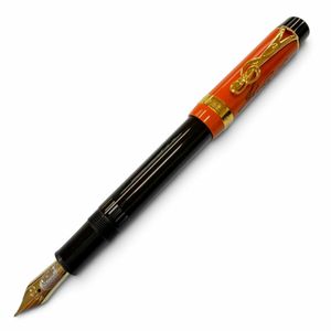 極美品▼MONTBLANC モンブラン ヴィンテージ ドネーションペン ヨハン･セバスチャン･バッハ 2001年 ペン先18K Mニブ 12000本限定 03091/12000 万年筆 オレンジ ブラック ゴールド ドイツ製 メンズ