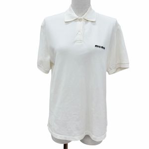 成色極佳☆MIUMIU Miu Miu 2024年 MJN535 100%純棉刺繡logo短袖polo衫 白色 XS碼 義大利製 正品女款