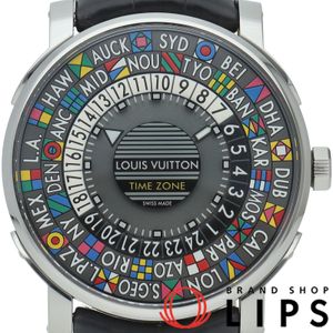 Louis Vuitton Escale Automatic Time Zone Q5D20 Stainless Steel/Leather Men's Watch, Gray, Polished, Excellent Condition [Pre-owned]