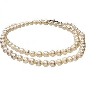 MIKIMOTO Akoya珍珠項鍊，3.7-7.2毫米，銀色，15.9克，45厘米，女士款 [二手]