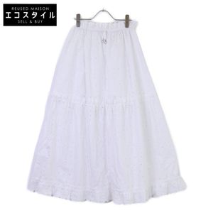 Hermes [สภาพเหมือนใหม่/ของแท้ในประเทศ/ผลิตปี 26] 6E0328DV กระโปรงยาวทรงบานผ้าคอตตอนปักลาย ไซส์ 34 [มือสอง]