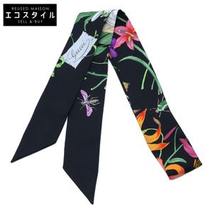 グッチ 【美品】フラワープリント シルクツイル リボン 【中古】