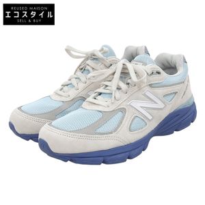 New Balance 미사용급 990V4 로우컷 스니커즈 슈즈 남성용 라이트 블루×그레이 26.5cm U990MB4 8 1/2(US) 【중고】