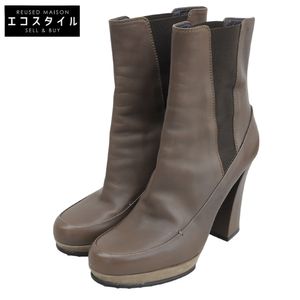 TOD'S 사이드 고어 숏 하이힐 부츠 여성용 브라운 38【중고】