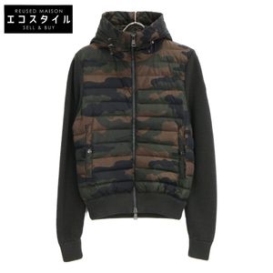 Moncler 【Excellent Condition】B20919407800 MAGLIONE TRICOT CARDIGAN Camouflage Knit/Down Panel Hoodie Jacket S【Used】