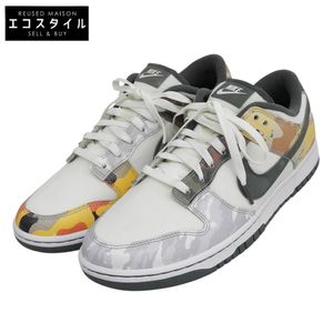 Nike 나이키 덩크 로우 세일 멀티 카모 신발 남성용 화이트×그린 계열 29.0cm DH0957-100 9(US) 【중고】
