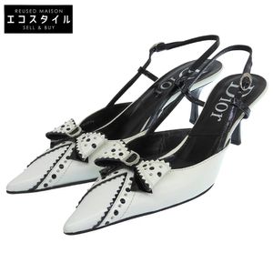 Dior D Trick Sling 펌프스 슈즈 여성용 화이트×블랙 36D VEV72387D 36【중고】