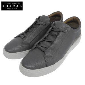 BOSS 미사용급 Gray 레더 로우컷 스니커즈 슈즈 남성용 다크 그레이 29.0cm 50545153 44【중고】