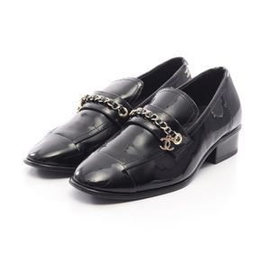 [Used] Chanel CHANEL Loafers Coco Mark Chain Black Patent Leather Pumps Women's Used B