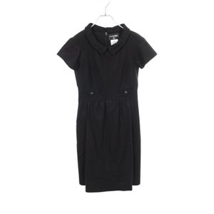 【二手】香奈兒 (Chanel) 連身裙，Coco Mark 紐扣，短袖，P51810V38661，黑色羊毛連身裙，女士，二手