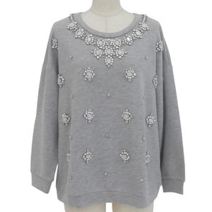 Excellent condition ▲WEEKEND MaxMara max Embellished Pullover Sweatshirt, Gray, Size M, Authentic, Women's
