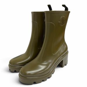 Unused item △ MONCLER LOFT GRIP Logo Patch Side Zip Rubber Rain Boots Short Boots Khaki Size 41 Women's Unisex OK