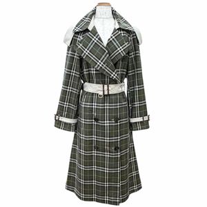全新未使用 △BURBERRY 8005777 100% 棉 Nova 格紋繫帶雙面風衣 米色 卡其色 IT 40 正品女款