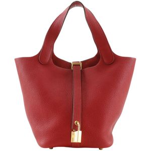 กระเป๋าถือ Hermes Picotin Lock 18 PM หนัง Taurillon Clemence สี Vermilion ปี 2020 สีแดง/อะไหล่ทอง Y กระเป๋าถือ กระเป๋าพร้อมสายรัด Picotin Lock 18 PM สำหรับสุภาพสตรี [มือสอง]