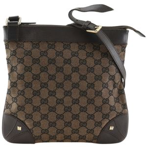 กระเป๋าสะพายไหล่ กุชชี่ GUCCI รุ่น 272396 ผ้า GG Canvas สีน้ำตาล สะพายเฉียง สะพายไหล่ ขนาด A5 ซิปรูด ยูนิเซ็กส์【สินค้ามือสอง】