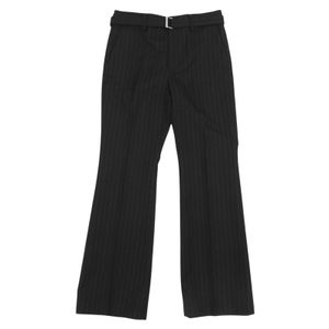 สภาพดีเยี่ยม▲Sacai ซาไก 24-03480M กางเกงลายทาง Chalk Stripe ผ้าขนสัตว์ 100% กระดุมโลโก้ กางเกงทรงขาม้า สีดำ ไซส์ 1 ผลิตในญี่ปุ่น ของแท้ สำหรับผู้ชาย