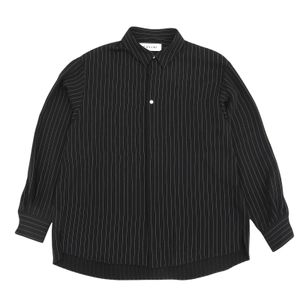 สภาพดีเยี่ยม▲CULLNI 24AW 24-AW-002 เสื้อเชิ้ตแขนยาวลายทาง กระดุมโลโก้ สาบซ่อน สีดำ ไซส์ 1 ผลิตในญี่ปุ่น ของแท้ สำหรับผู้ชาย