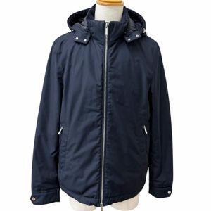 สภาพดีเยี่ยม□MOORER ALBINI-PUM เสื้อแจ็คเก็ต/เสื้อโค้ท ดาวน์มีฮู้ด บลูซอง สีน้ำเงินกรมท่า IT 52 ผลิตในอิตาลี ของแท้ สำหรับผู้ชาย พร้อมไม้แขวนเสื้อ