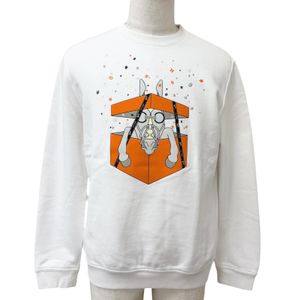 สภาพดีเยี่ยม□HERMES เฮอร์มีส เสื้อสเวตเตอร์พิมพ์ลายม้า Surprise Box สีขาว ไซส์ L ผลิตในอิตาลี ของแท้ สำหรับผู้ชาย