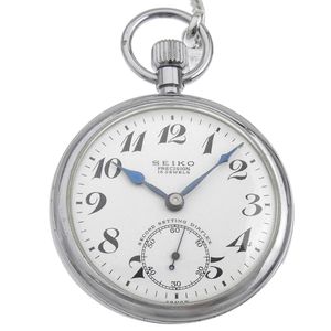 セイコー SEIKO 鉄道時計 懐中時計 ステンレススチール 手巻き スモールセコンド 白文字盤 Railway clock ユニセックス【中古】