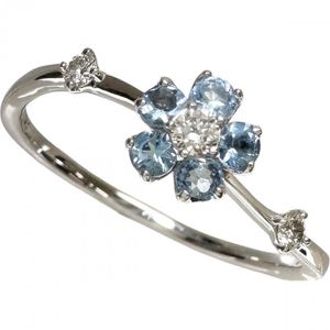 Size 11 Samantha Tiara/ Samantha Tiara Aquamarine 0.07ct Ring, K18WG White Gold, 1.4g, Women's [Used]