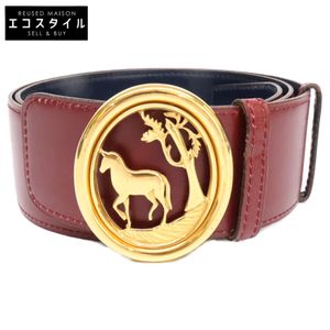 เข็มขัด Hermes ประทับตรา 〇I หัวเข็มขัดรูปม้า หนังแบบรีเวอร์ซิเบิล ไซส์ 75【สินค้ามือสอง】