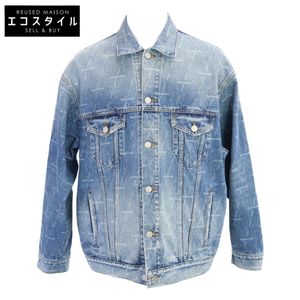 Balenciaga [成色極佳/國內正品] 625993 全身Logo做舊效果超大牛仔夾克 34碼 [二手]