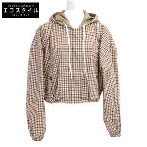 Miu Miu [成色極佳/國內正品/2024款] ML1190 復古格紋橡膠Logo連帽夾克 38碼 [二手]