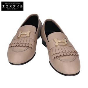 Hermes 에르메스 [미사용급] H 골드 장식 로얄 모카신 슈즈 37.5 [중고]