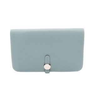 【มือสอง】 เฮอร์มีส HERMES กระเป๋าสตางค์ยาวแบบพับ Dogon Duo สี Ciel หนัง สำหรับผู้หญิง สภาพ A