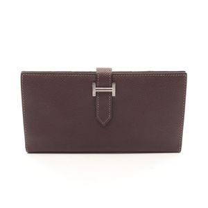 【Used】 เฮอร์มีส HERMES กระเป๋าสตางค์ยาวพับสองทบ Bearn Classic สีช็อกโกแลต หนัง Used B