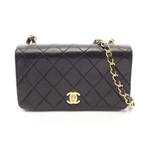 【中古】 シャネル CHANEL ショルダーバッグ ミニマトラッセ フルフラップ ブラック ラムスキン（羊革） ミニマトラッセ フルフラップ チェーンショルダー