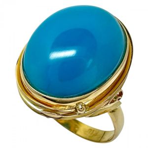 Size 13 Turquoise Ring, K18 Gold, 7.1g, Women's [Used]