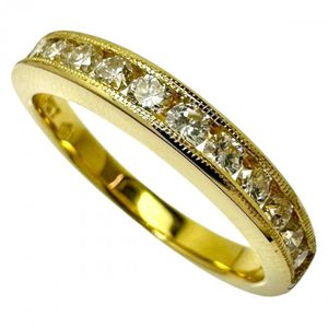 Size 14.5 Half Eternity Diamond Ring, 0.50ct total, K14 Gold, Analyzed, 3.5g, Women's [Used]
