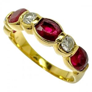 Size 15, Ruby (total 1.80ct), Diamond (total 0.23ct), K18 Gold Ring, 4.7g, Women's [Used]