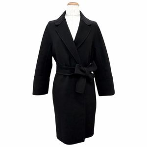 全新 △ S max Mara 901610196 Arona 純羊毛雙面繫帶長版裹身大衣 黑色 IT 40 正品女款帶衣架