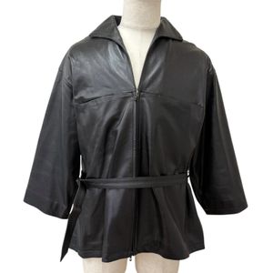 成色極佳 □NICENESS NN-0301B11 WILLI 羊皮繫帶皮夾克 黑色 M碼 日本製造 正品 男士
