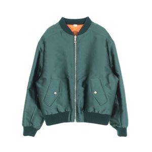【二手】Gucci 雙面飛行員夾克 698717 綠色/橙色真絲 22AW 男士 全新未使用
