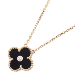 [중고] Van Cleef & Arpels 목걸이 빈티지 알함브라 오닉스 1PD 목걸이 둘레 37.5/42cm K18PG(핑크 골드) 다이아몬드 빈티지 알함브라 오닉스 1PD 목걸이